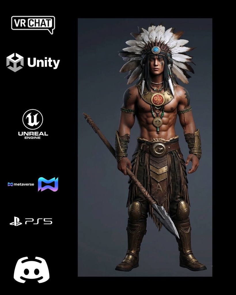 ⚔️ Akaru — Spirit Spear Warrior (Premium Avatar) 🎮 VRChat | Unity | Unreal Engine | Metaverse Ready