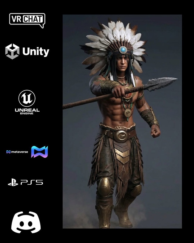 ⚔️ Akaru — Spirit Spear Warrior (Premium Avatar) 🎮 VRChat | Unity | Unreal Engine | Metaverse Ready