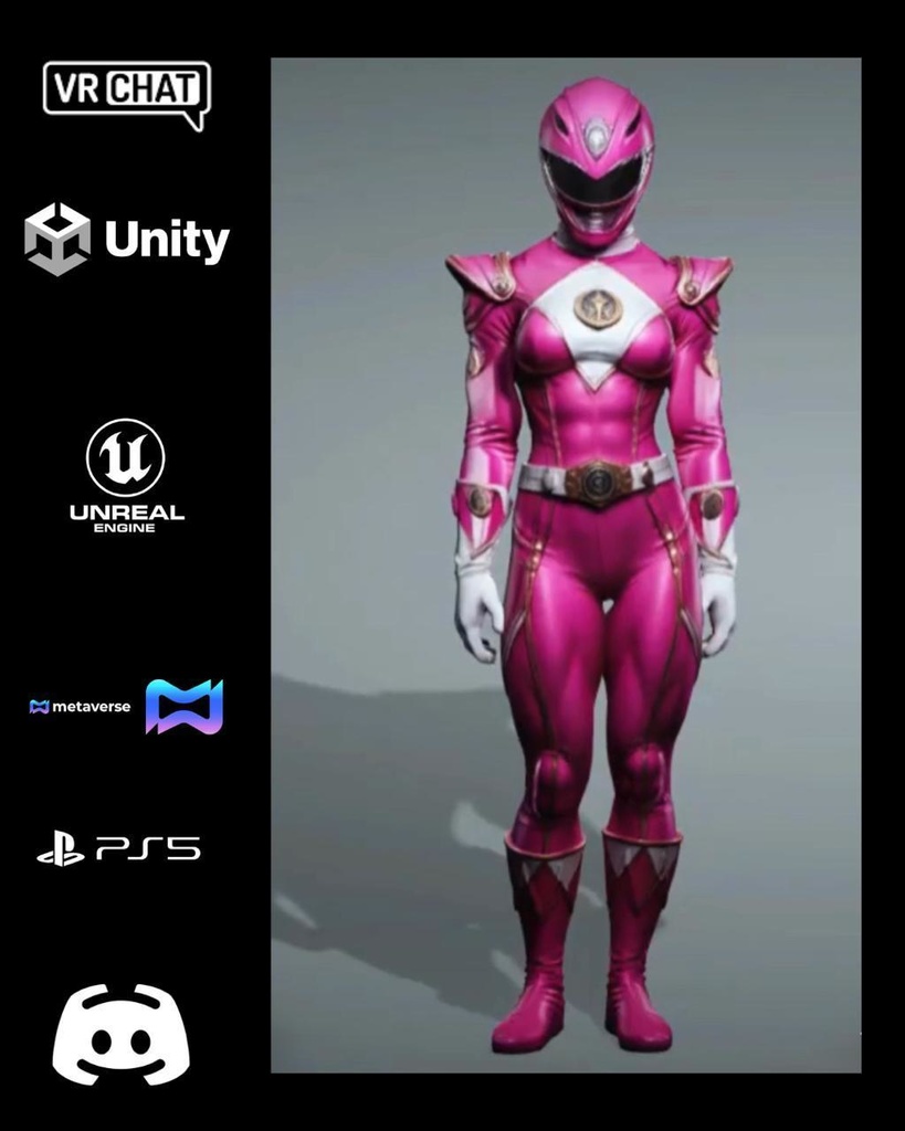 💖⚡ Nova Valkyrie — Crimson Power Ranger (Premium Hero Avatar) 🎮 VRChat | Unity | Unreal Engine | Metaverse Ready