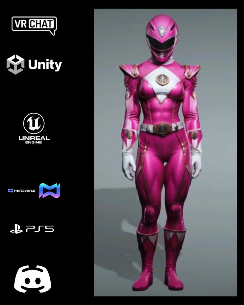 💖⚡ Nova Valkyrie — Crimson Power Ranger (Premium Hero Avatar)  🎮 VRChat | Unity | Unreal Engine | Metaverse Ready