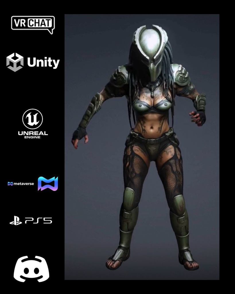 🛡️👁️ Apex Huntress — Shadow Predator Queen (Premium Hunter Avatar) 🎮 VRChat | Unity | Unreal Engine | Metaverse Ready