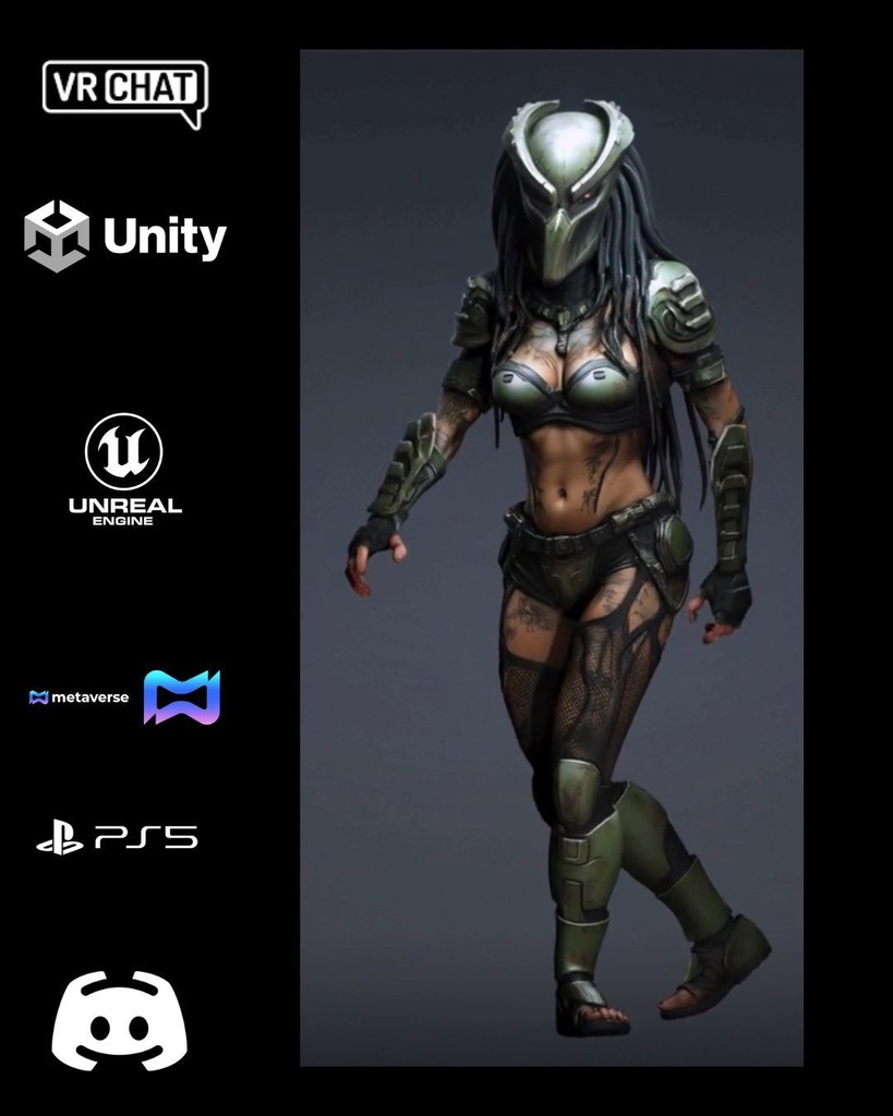 🛡️👁️ Apex Huntress — Shadow Predator Queen (Premium Hunter Avatar) 🎮 VRChat | Unity | Unreal Engine | Metaverse Ready