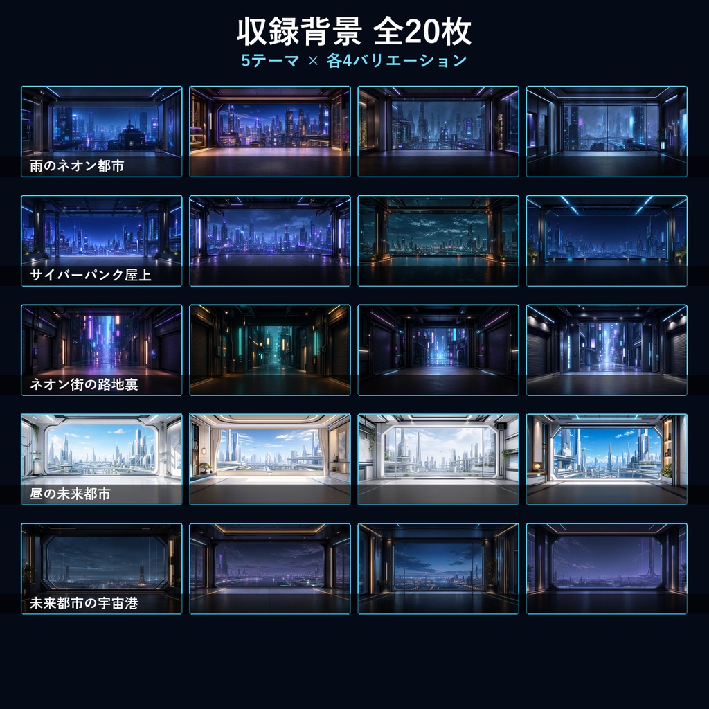 【背景素材20枚】サイバーパンク未来都市|ゲーム・動画・VTuber配信・TRPG向け