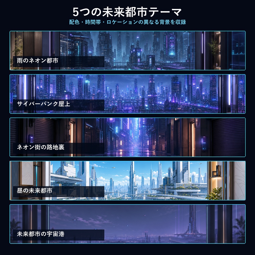 【背景素材20枚】サイバーパンク未来都市|ゲーム・動画・VTuber配信・TRPG向け