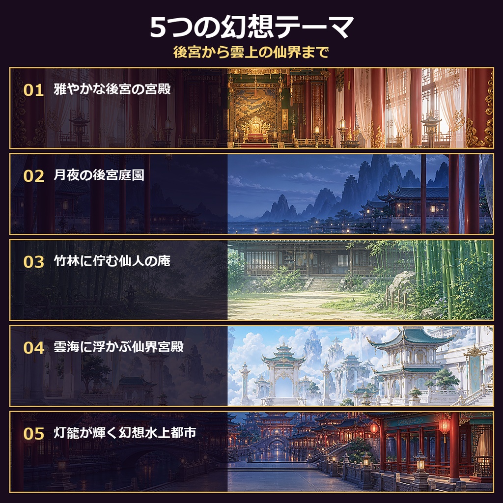 【20枚】後宮×仙侠 中華ファンタジー背景素材|VTuber・TRPG・ゲーム・動画
