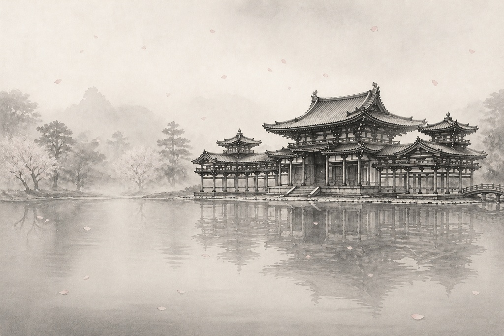 静寂の四季 ― 平等院鳳凰堂 水墨画集  /  Seasons of Silence — Byodo-in Phoenix Hall Sumi-e Series