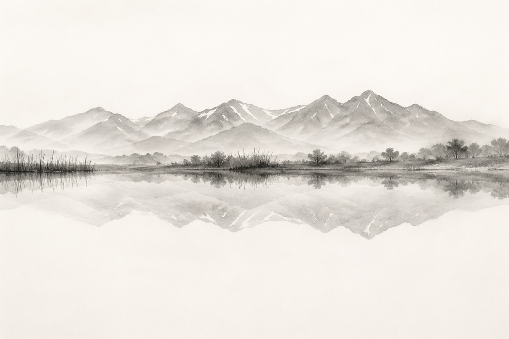 静寂の輪郭 — 知床五湖 四季水墨連作 / Contours of Silence — Shiretoko Five Lakes Seasonal Sumi-e Series