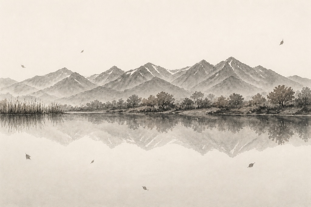 静寂の輪郭 — 知床五湖 四季水墨連作  /  Contours of Silence — Shiretoko Five Lakes Seasonal Sumi-e Series