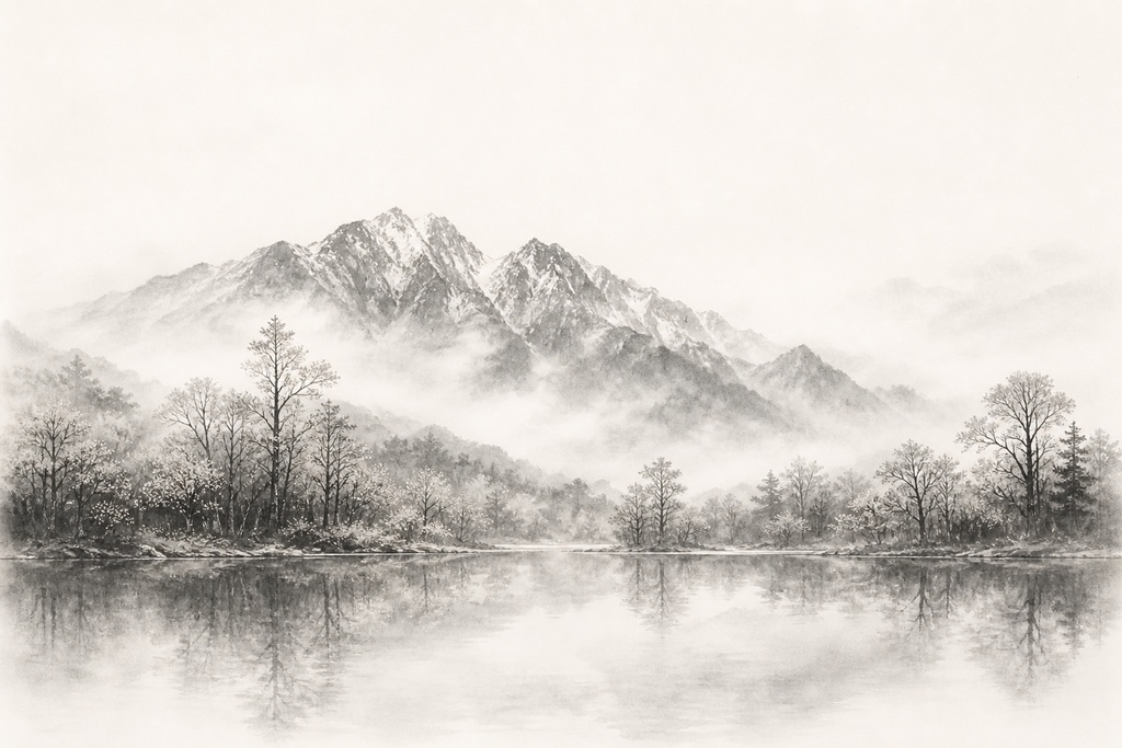 静寂の上高地 ― 季節の余白(三景) / Kamikochi in Stillness — Seasonal Silence (Triptych)