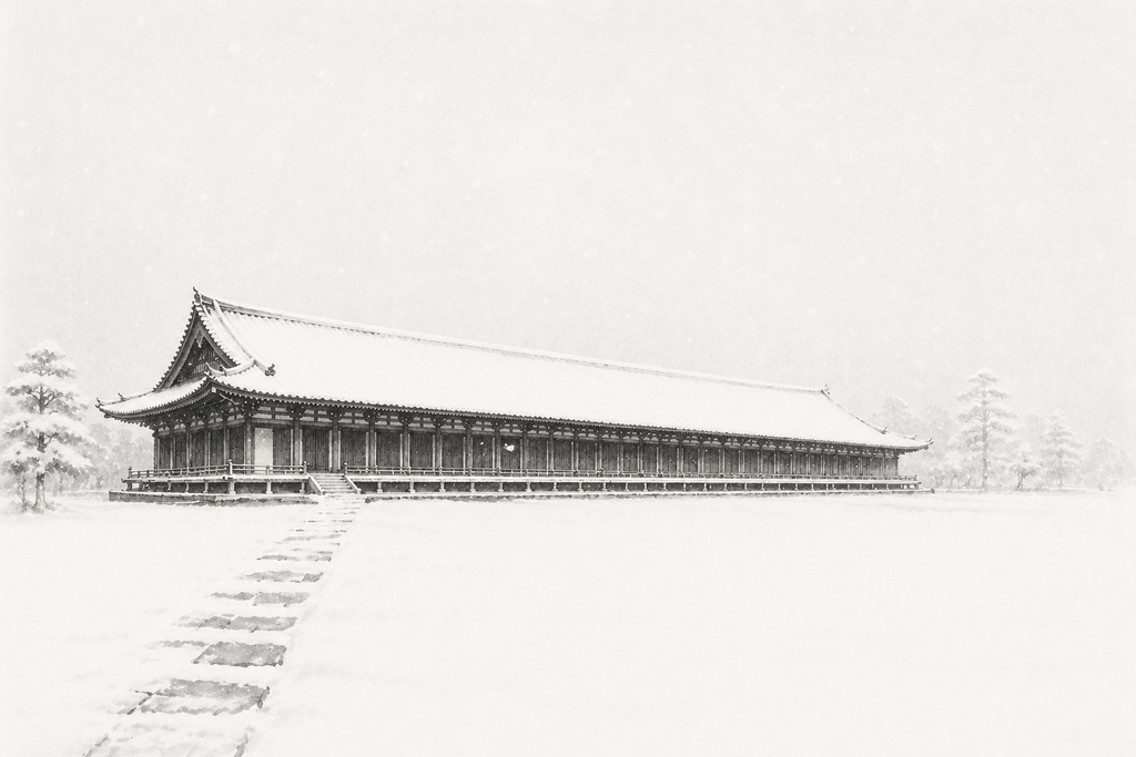 静寂の連なり — 三十三間堂 水墨画三部作 / Rhythm of Stillness — Sanjusangendo Sumi-e Triptych
