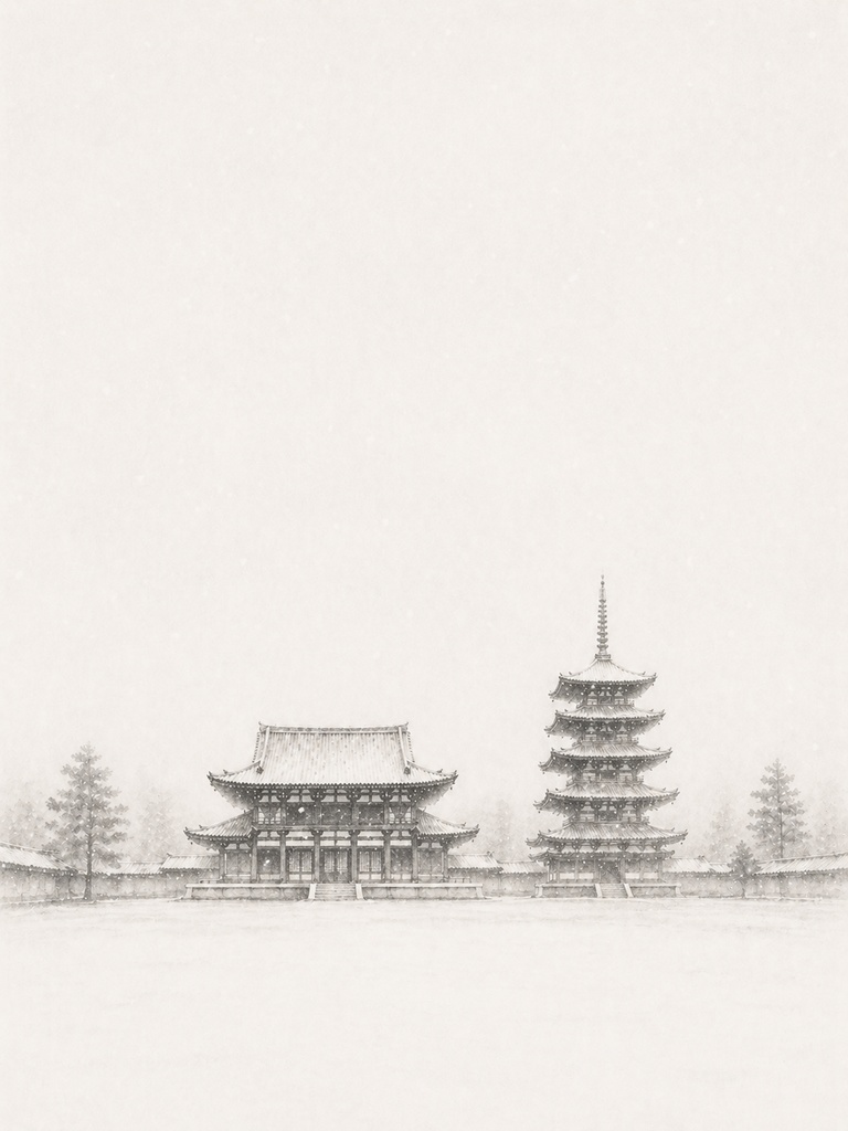 静寂のかたち ― 法隆寺 水墨画三景 / Form of Silence — Horyu-ji Sumi-e Trilogy
