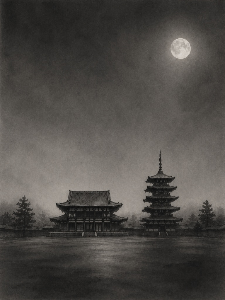 静寂のかたち ― 法隆寺 水墨画三景 / Form of Silence — Horyu-ji Sumi-e Trilogy