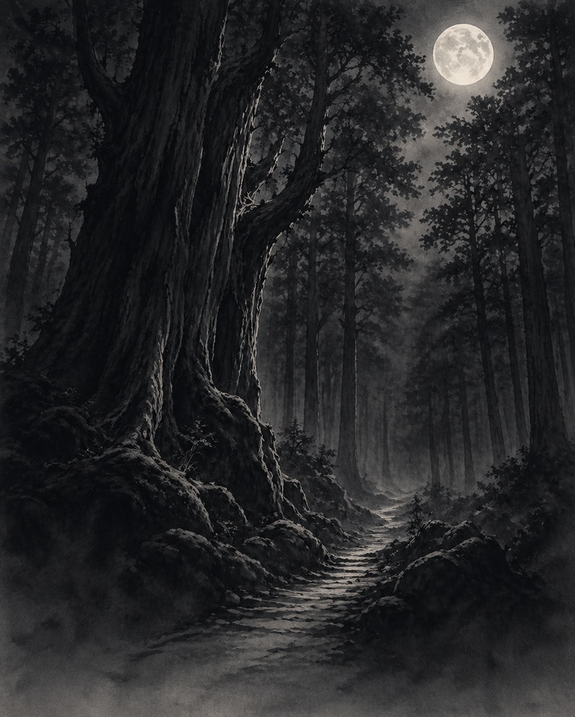屋久島 ― 静寂の森（水墨画三部作） /  Yakushima — Forest of Silence (Sumi-e Triptych)