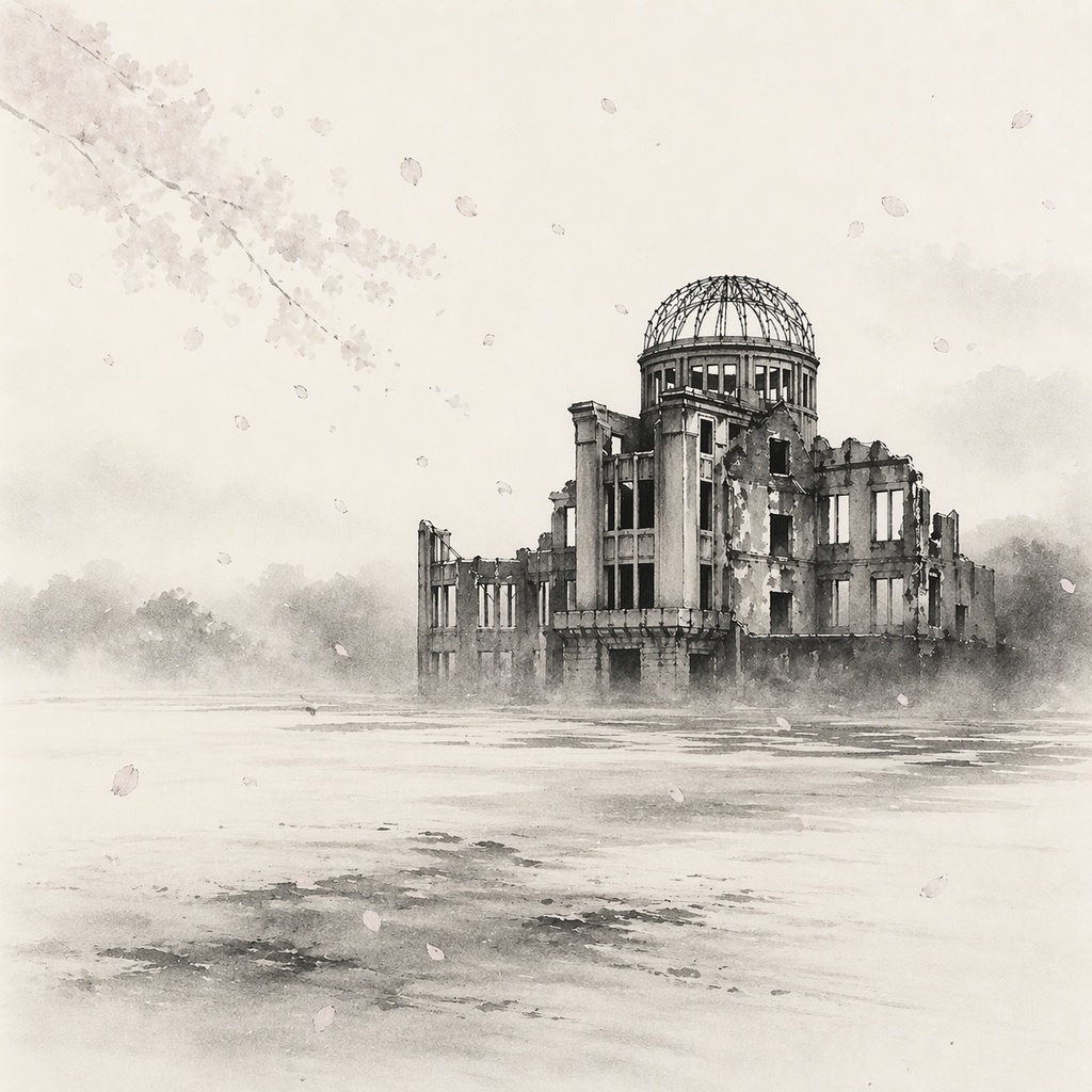 静寂の記憶 ― 広島・原爆ドーム 水墨画三部作  /  Silent Memory — Atomic Bomb Dome Sumi-e Trilogy