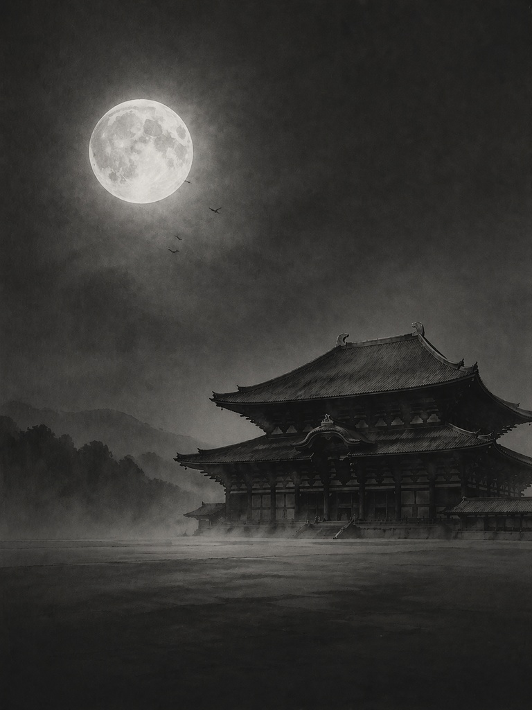 東大寺 ― 静寂の三景(白・桜・月) / Todai-ji — Three Visions of Stillness (Silence / Sakura / Moon)