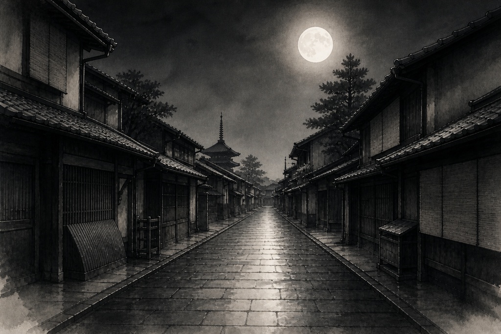 祇園・静寂の水墨画コレクション｜月・霧・桜・雨（高解像度）  /  Gion Sumi-e Collection — Moon, Mist, Sakura & Rain (High Resolution)