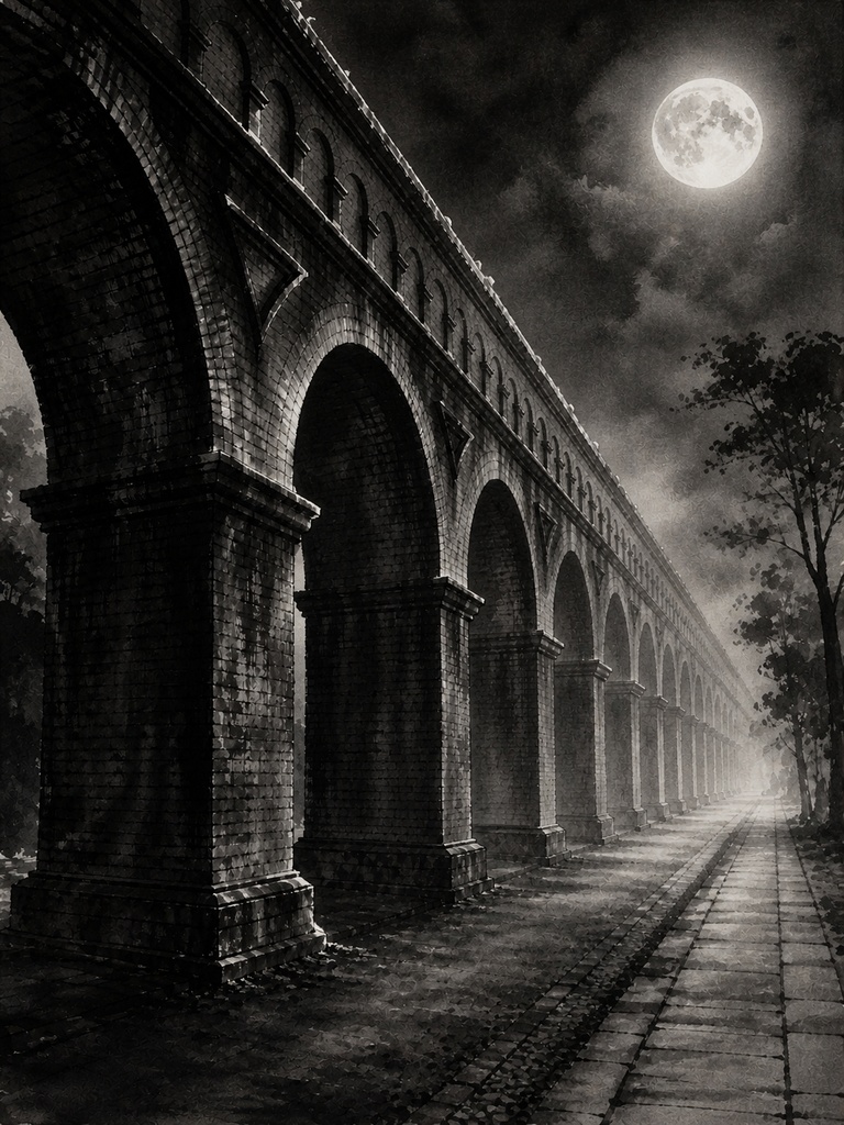 静寂の連なり ― 南禅寺水路閣 水墨画3点セット（夜・桜・ミニマル）  /  Quiet Arches — Nanzen-ji Aqueduct Sumi-e Set (Moonlight / Sakura / Minimal)