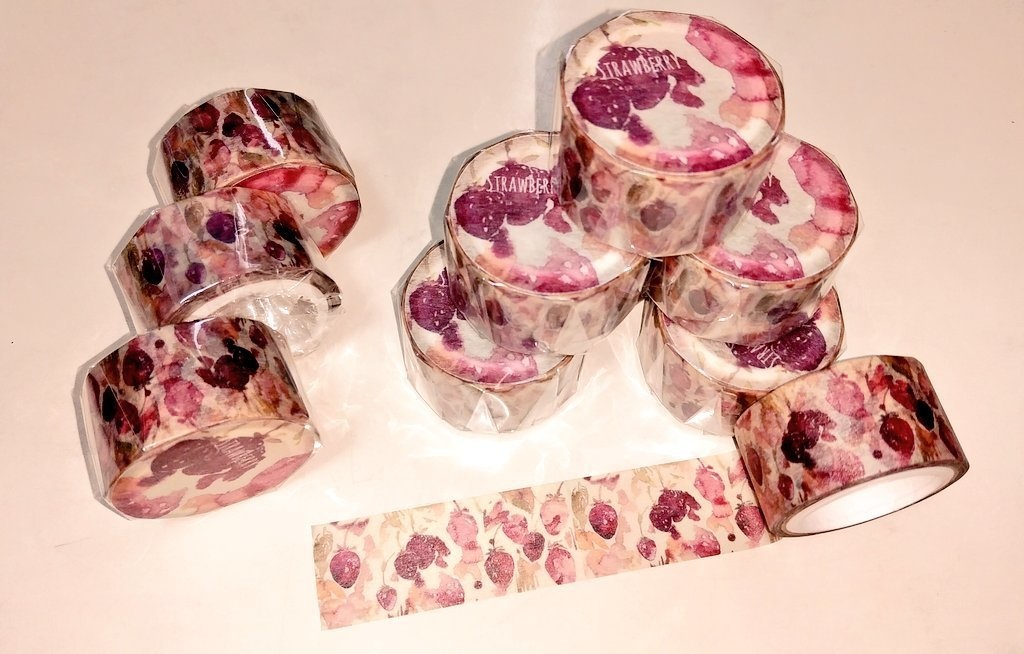 マスキングテープ(水彩ストロベリー)