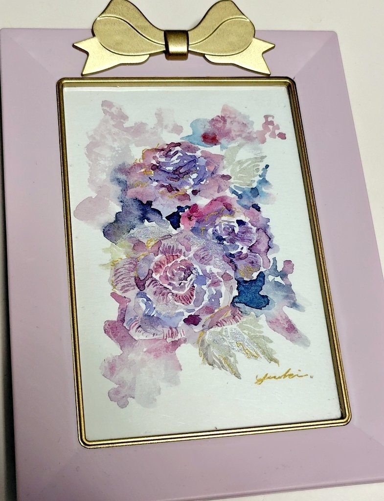 薔薇　水彩原画　ポスカサイズ