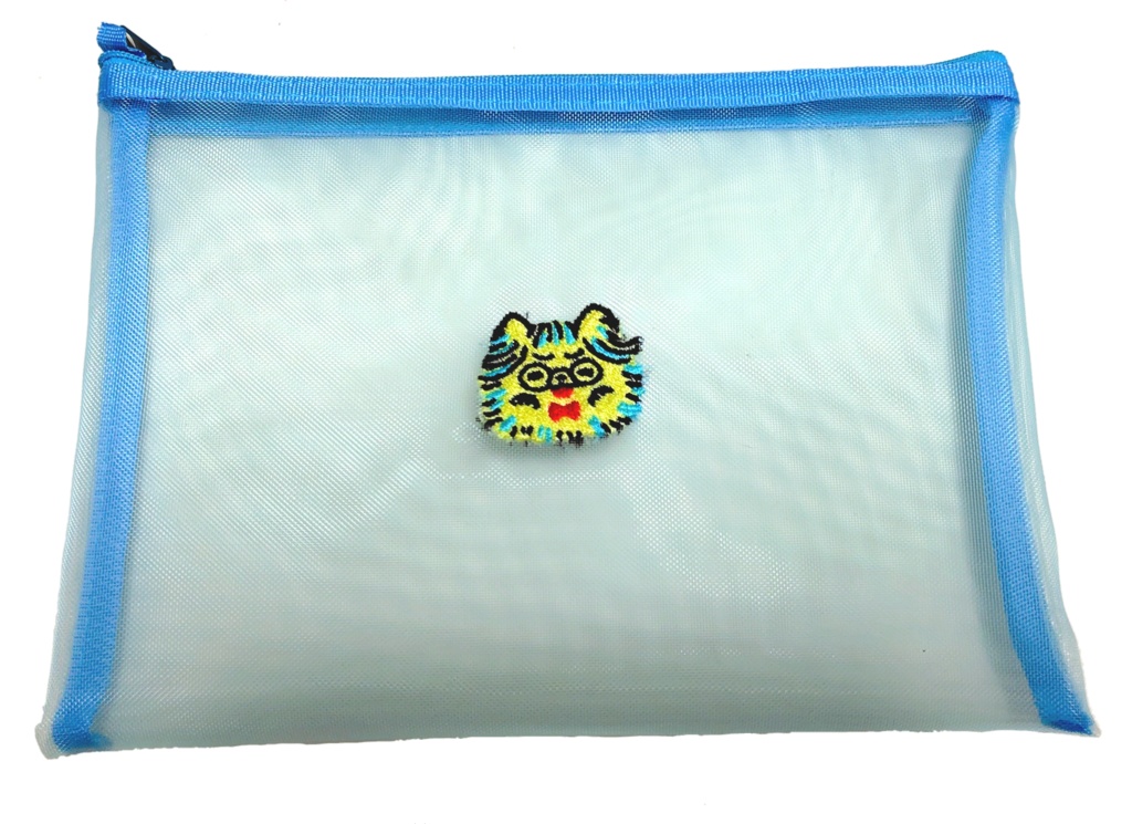もふりん刺繍メッシュポーチ