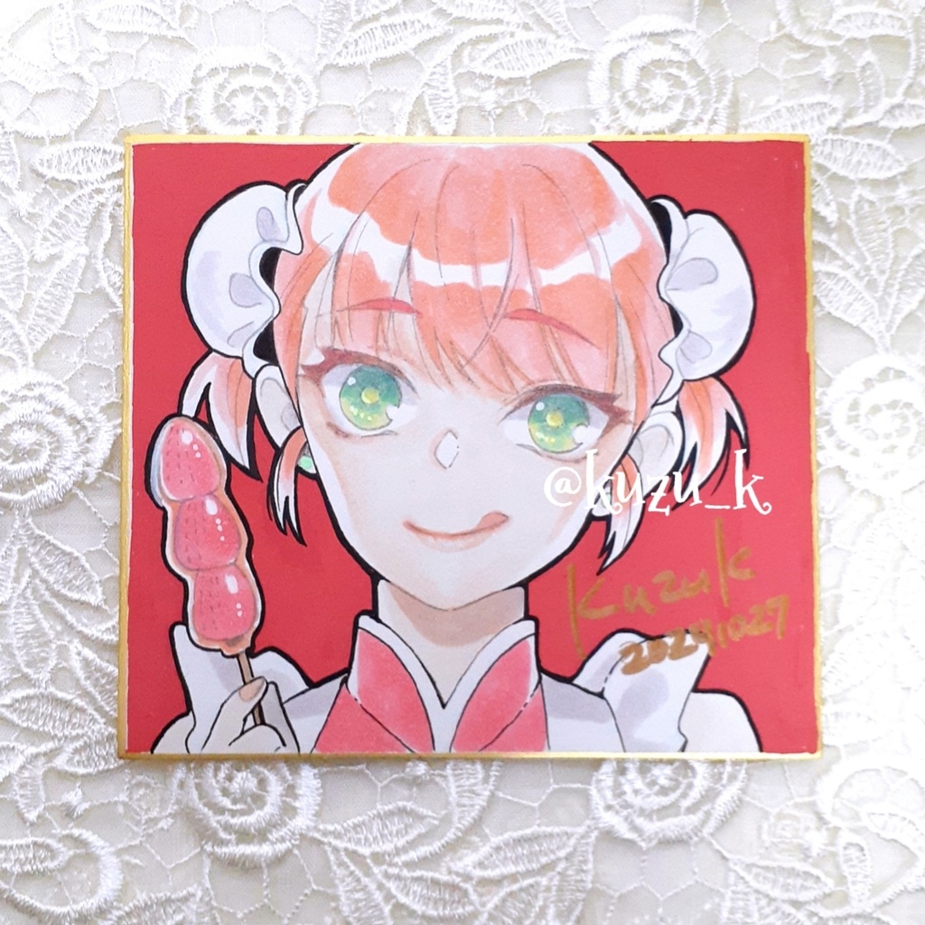 ミニ色紙原画　中華メイド