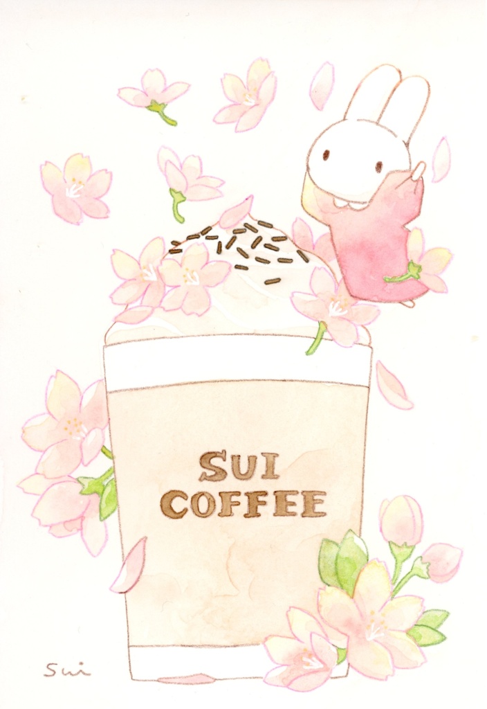 うさぎと桜ラテ