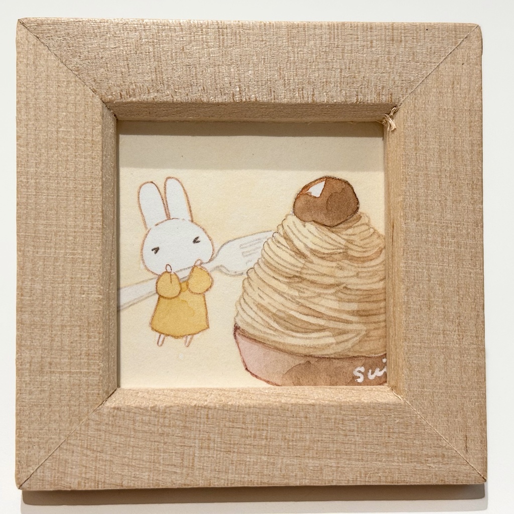 うさぎと洋菓子【ミニ額縁付き】