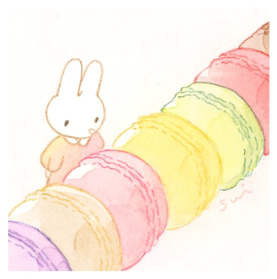 うさぎと洋菓子【ミニ額縁付き】