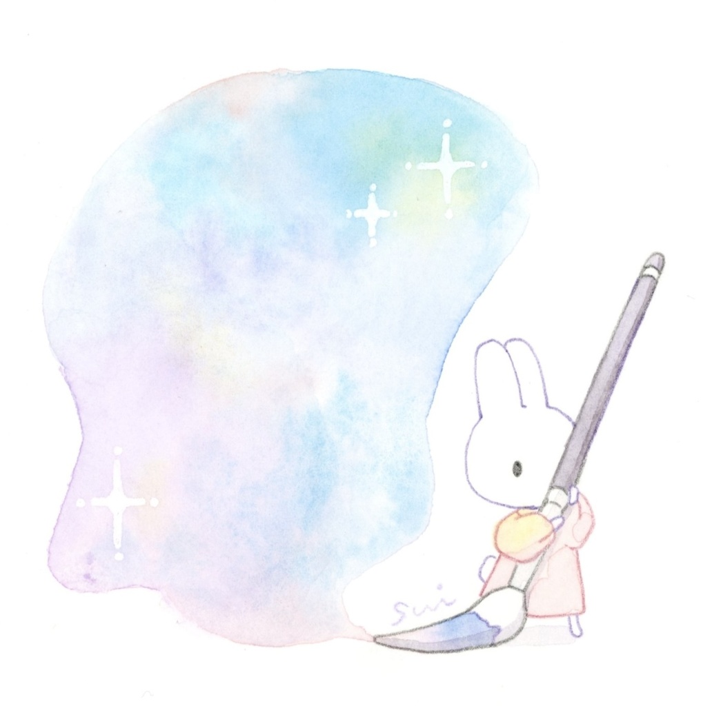 うさぎと文房具【額縁付き】