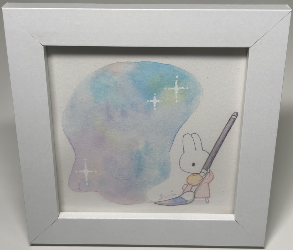 うさぎと文房具【額縁付き】