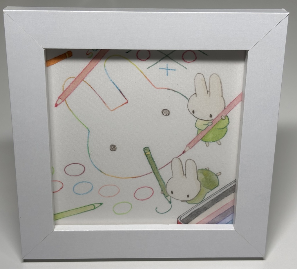 うさぎと文房具【額縁付き】