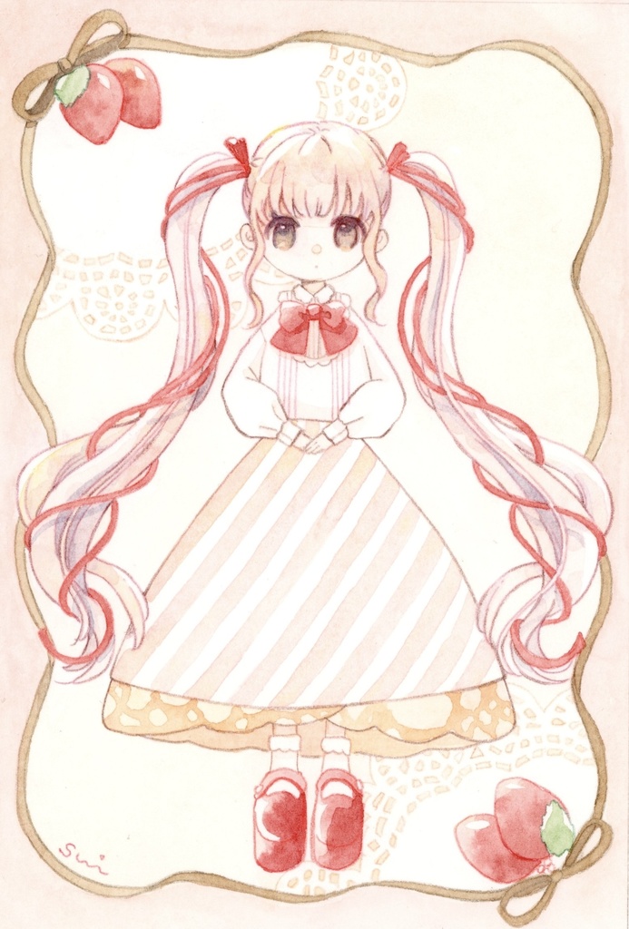 いちごチョコ生クリームクレープ【女の子イラスト】