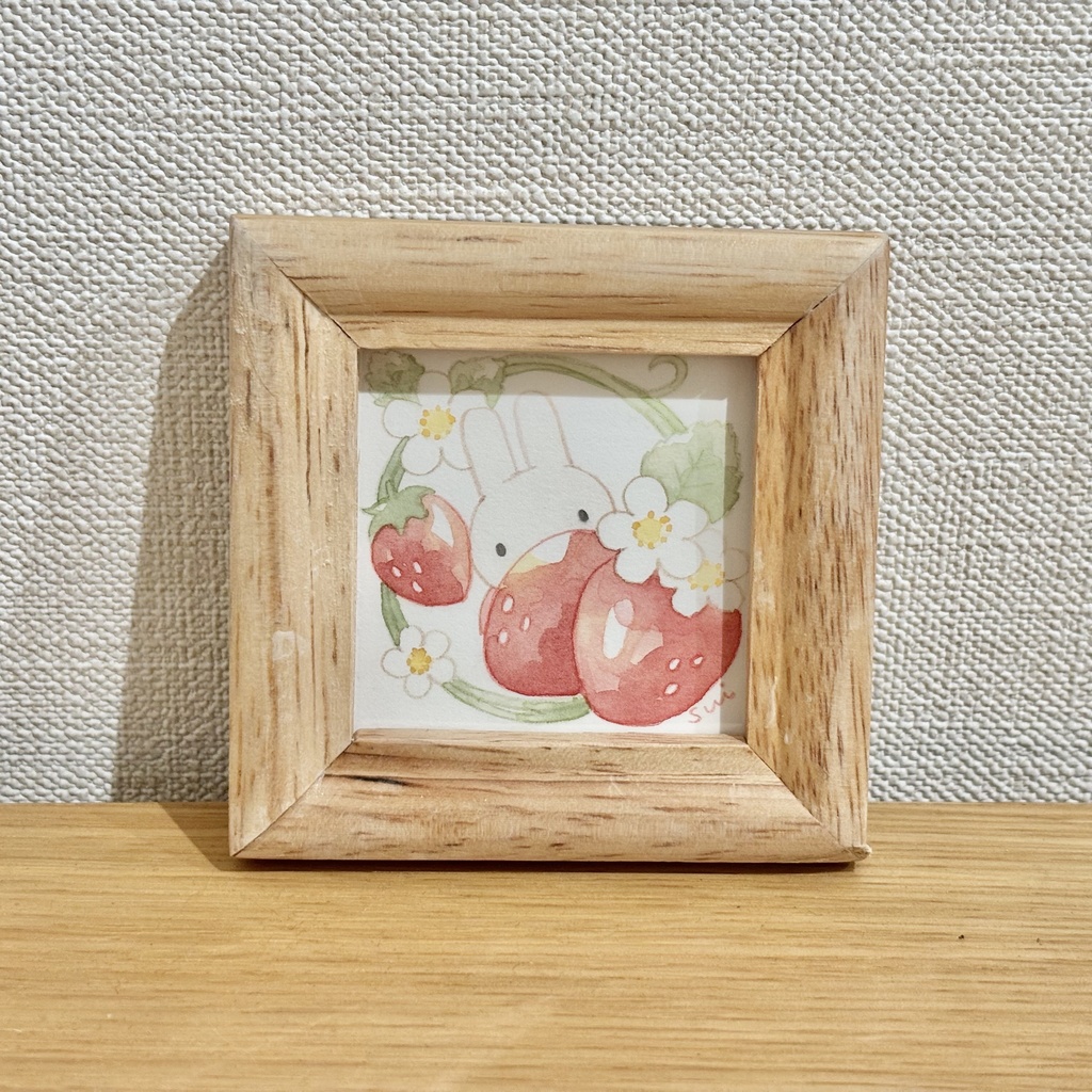 うさぎとフルーツ【ミニ額縁付き】