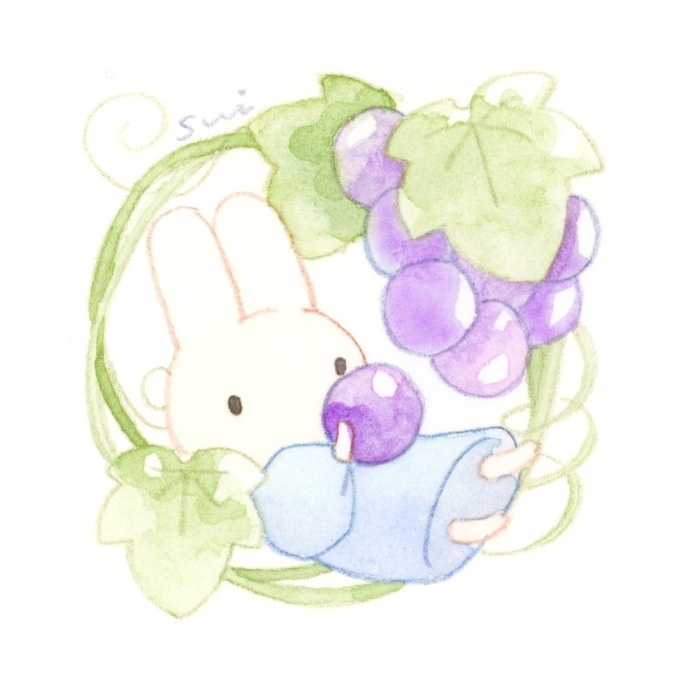 うさぎとフルーツ【ミニ額縁付き】