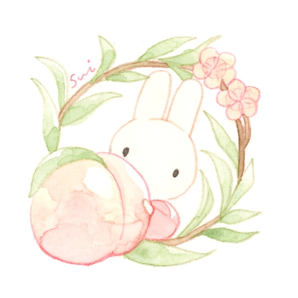 うさぎとフルーツ【ミニ額縁付き】