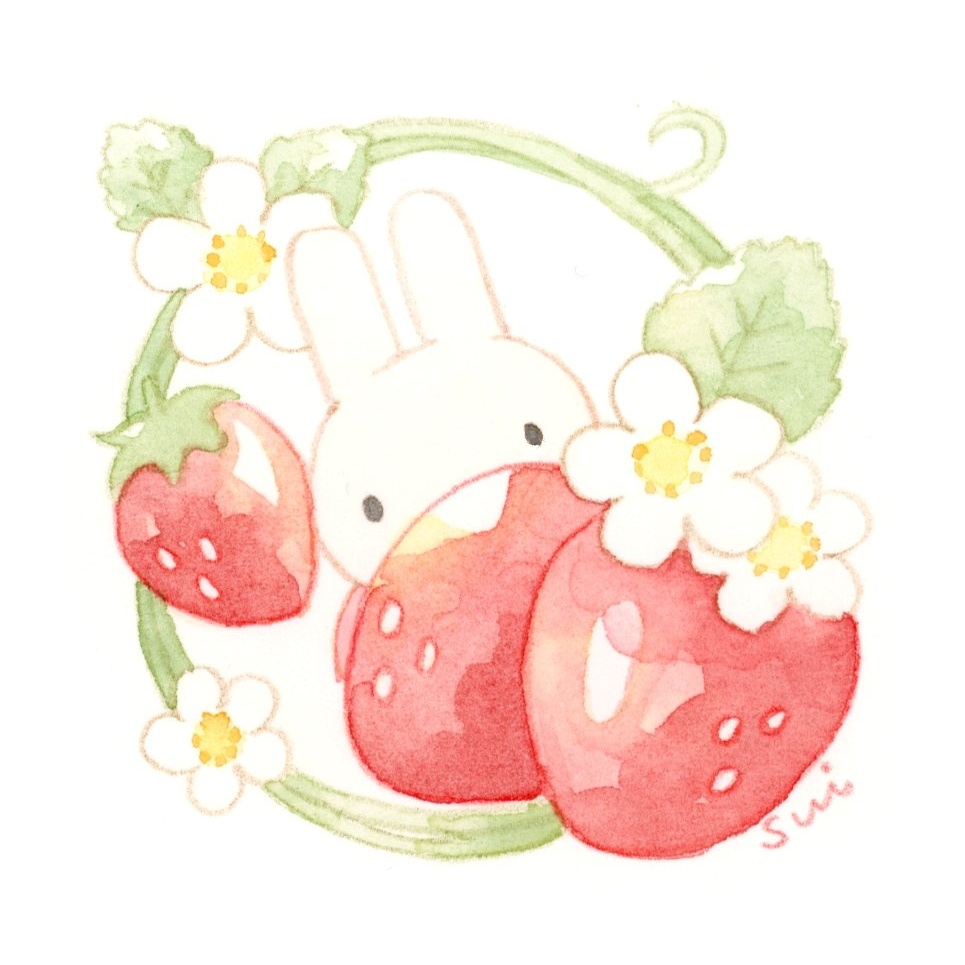 うさぎとフルーツ【ミニ額縁付き】