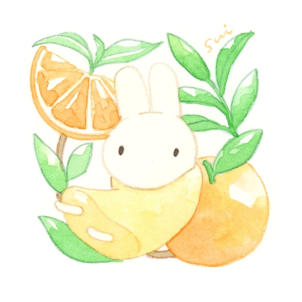 うさぎとフルーツ【ミニ額縁付き】