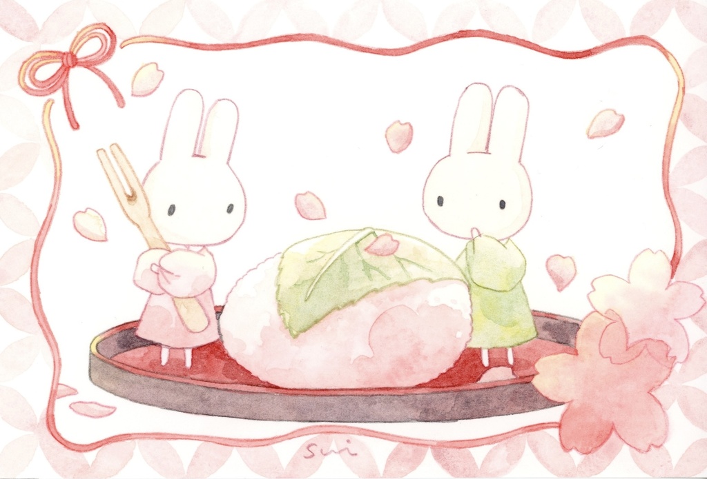 うさぎとさくらもち