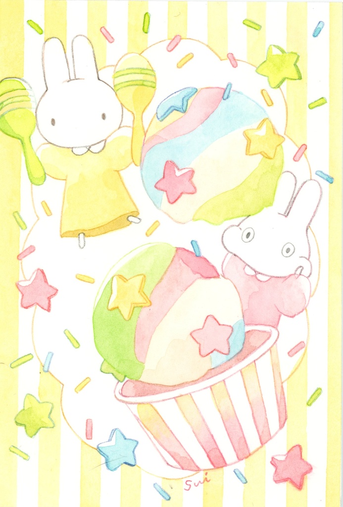 ウサギとパチパチアイス