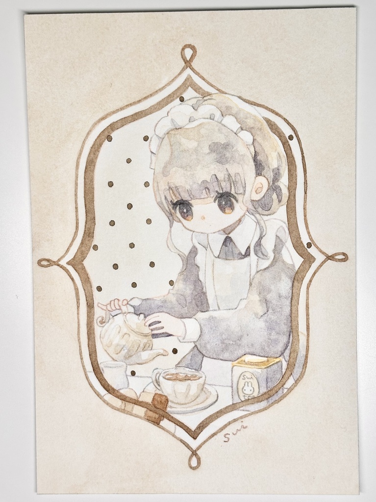 .。oO( ご主人紅茶にうるさいんだよなあ… )【女の子イラスト】