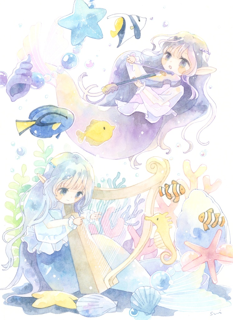 【ポストカード】花と妖精・海と人魚