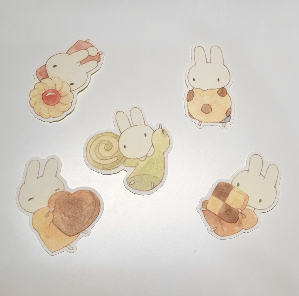 【全5種】うさぎダイカットステッカー