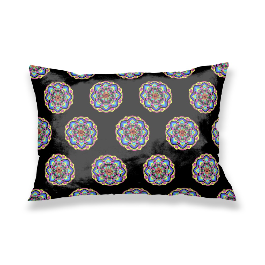 ねこここねこねサイケなねこ曼荼羅枕カバー