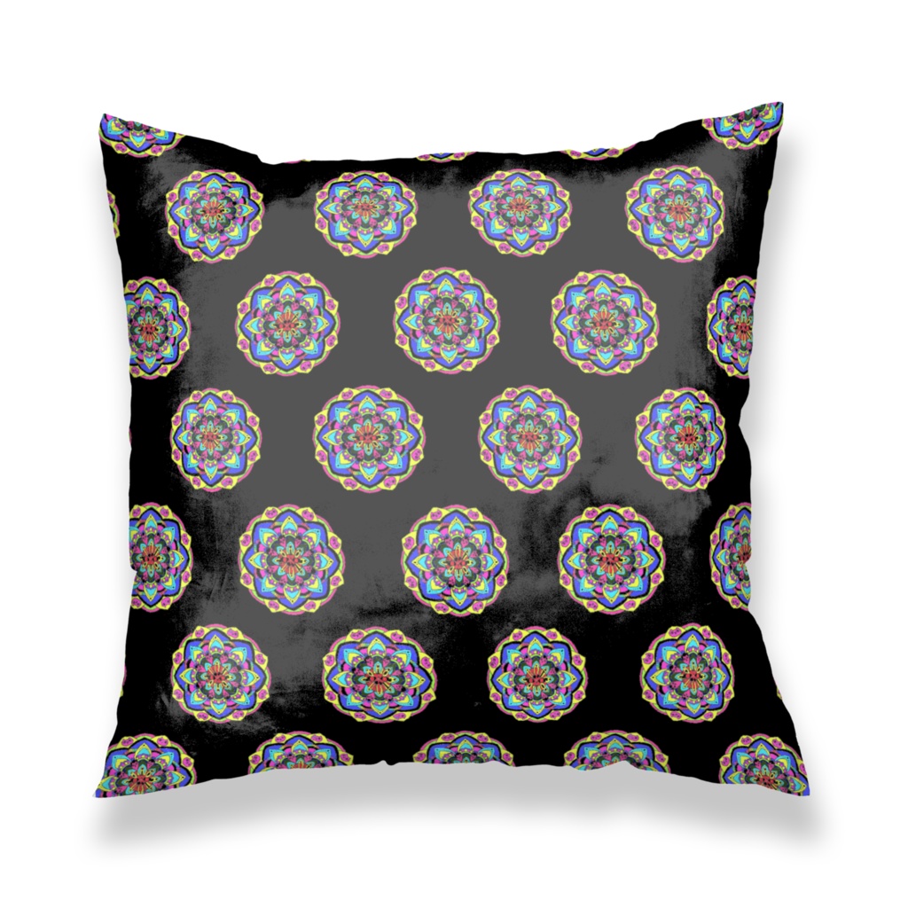 ねこここねこねサイケなねこ曼荼羅クッションカバー