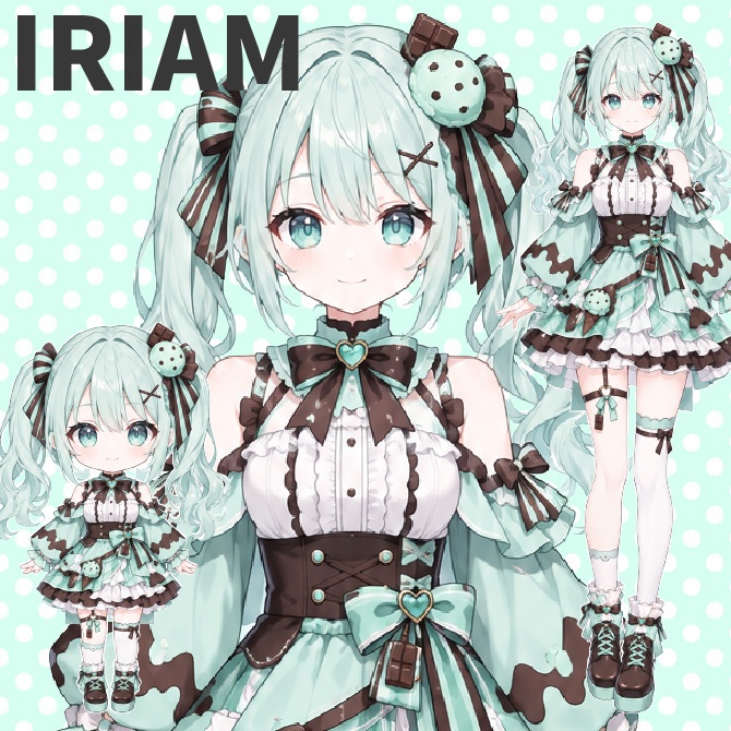 【1点限定】IRIAMデビュー応援5点セット｜チョコミントの女の子の立ち絵