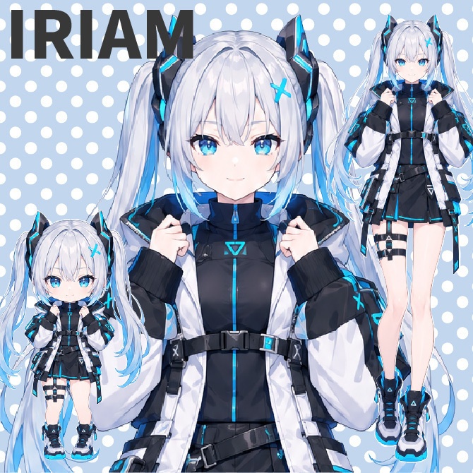 【1点限定】IRIAMデビュー応援7点セット｜サイバーな女の子の立ち絵