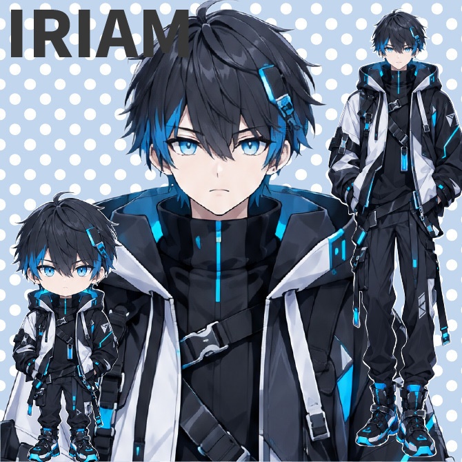 【1点限定】IRIAMデビュー応援7点セット｜サイバーな男の子の立ち絵