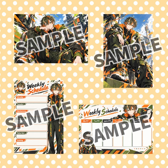 【1点限定】IRIAMデビュー応援7点セット|緑とオレンジの男の子の立ち絵