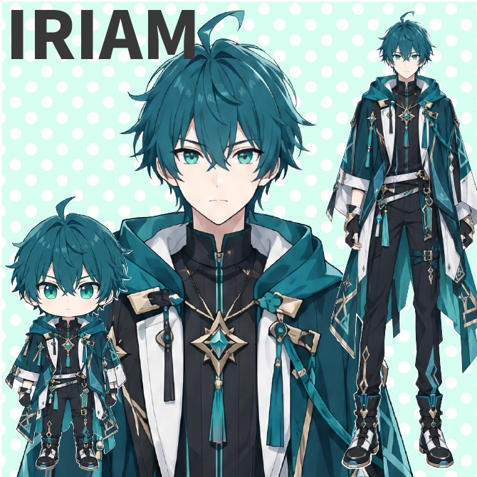 【1点限定】即IRIAMデビュー！全部入りフルセット｜青緑の男の子の立ち絵