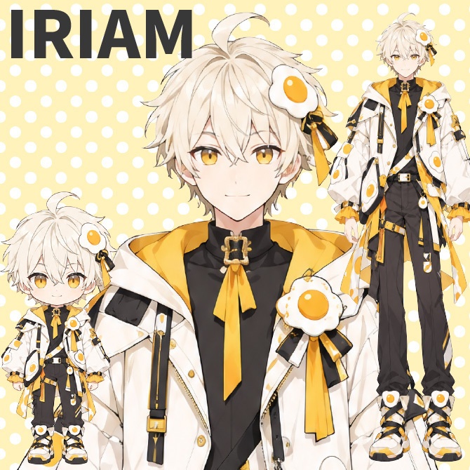 【1点限定】IRIAMデビュー応援7点セット｜目玉焼きモチーフの男の子の立ち絵